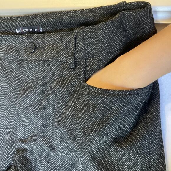 Lee Women Pants 14 MEDIUM Gray Herringbone Dress Pants Button 33" Inseam Comfort - Picture 9 of 10